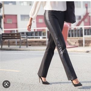 Betabrand Yoga Pants Black Tuxedo Stripe medium long